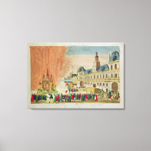 Vuurwerk voor het Hotel de Ville in Parijs Canvas Afdruk