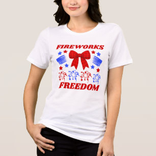 Vuurwerk & Vrijheid Rood Gingham Strik Tri-Blend Shirt