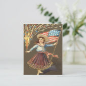 Vuurwerk Vuurpijl Meisje VS Vlag Ster Briefkaart (Staand voorkant)