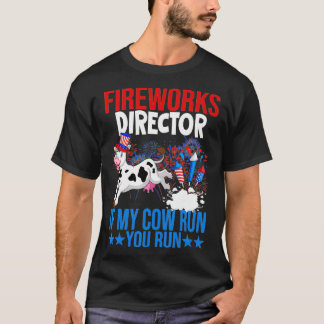 Vuurwerkdirecteur Fijne 4 juli Amerikaanse vlag T-shirt