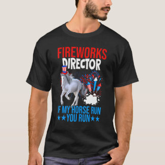 Vuurwerkdirecteur Fijne 4 juli Amerikaanse vlag T-shirt