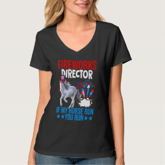 Vuurwerkdirecteur Fijne 4 juli Amerikaanse vlag T-shirt
