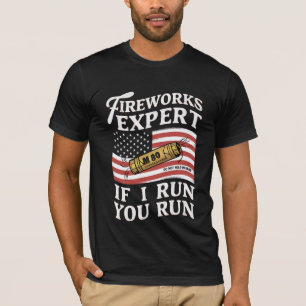 Vuurwerkexpert Als ik ren ren je 4 juli T-shirt