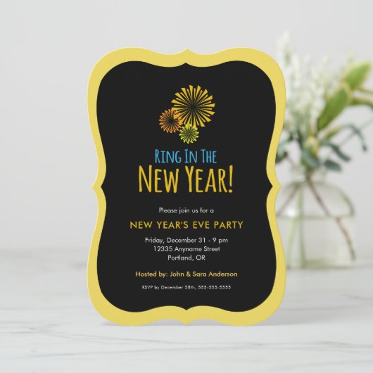 Vuurwerkring in het nieuwjaarsfeest kaart (Staand voorkant)