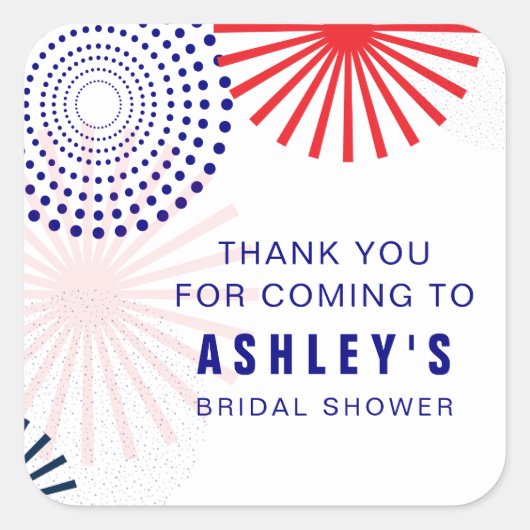 Vuurwerkstickers voor cadeautags 4 juli vierkante sticker (Voorkant)