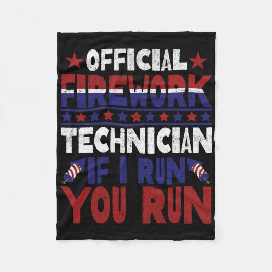 Vuurwerktechnicus 4 juli Grappig USA Pyro-tec Fleece Deken (Voorkant)