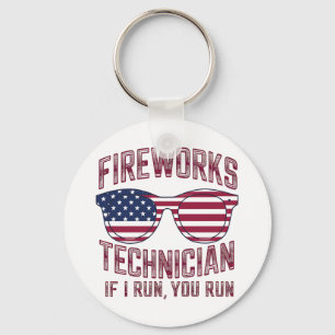 Vuurwerktechnicus 4th of July Grappig USA Sleutelhanger