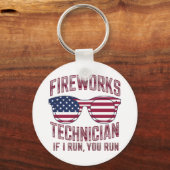 Vuurwerktechnicus 4th of July Grappig USA Sleutelhanger (Voorkant)
