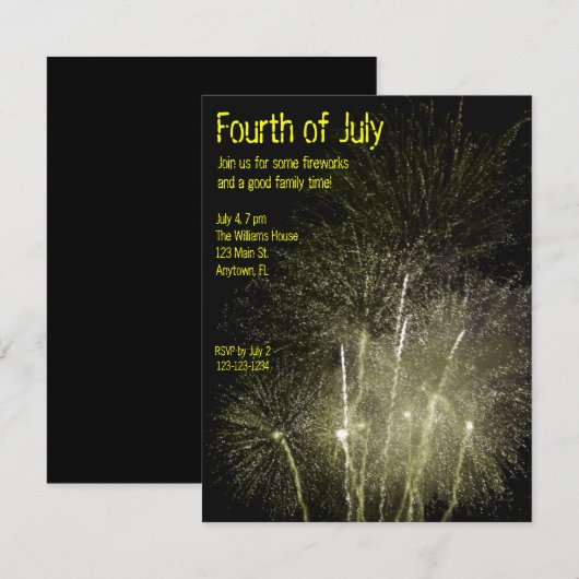 Vuurwerkuitnodiging Kaart (Voorkant / Achterkant)