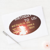 Vuurwerkviering met bedankbericht ovale sticker (Envelop)