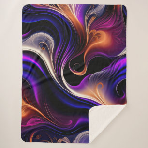 Vuurzeeën - Krachtig Paars, Oranje, Goud Abstract Sherpa Deken