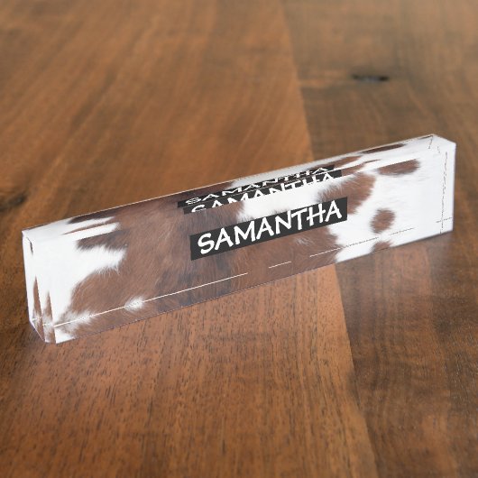 vvache cache brun blanc bureau plaque (Taille)