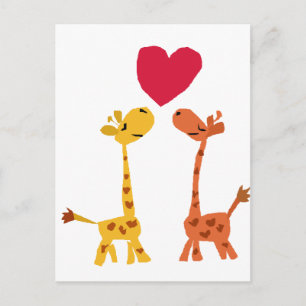 VW- Funny Giraffe Love Cartoon Briefkaart