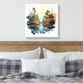 Vwatercolorlandscape Canvas Afdruk (Insitu (Slaapkamer))