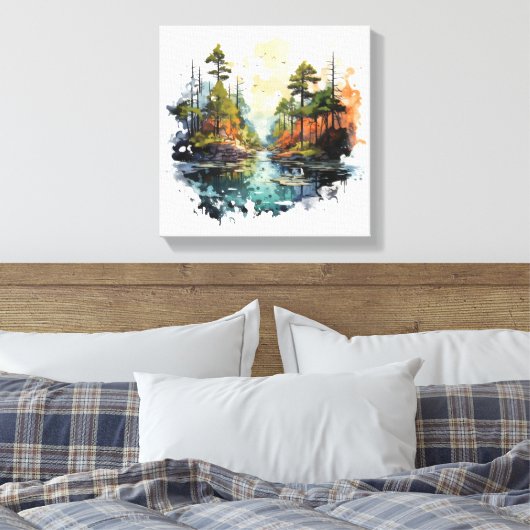 Vwatercolorlandscape Canvas Afdruk (Insitu (Slaapkamer))