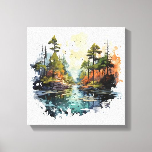 Vwatercolorlandscape Canvas Afdruk (Voorkant)