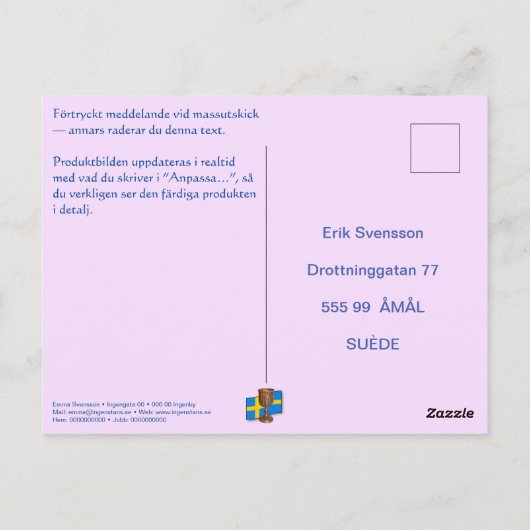 Vykort — Asher Briefkaart (Achterkant)