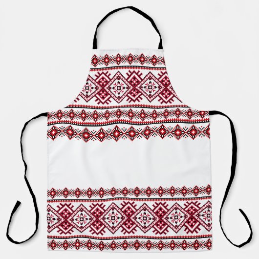 Vyshyvanka Oekraïens Schort Rood Zwart (Voorkant)