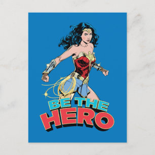 W84   Be-the-Hero Wonder Woman Retro Comic Art Uitnodiging Briefkaart
