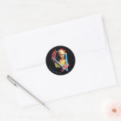 W84 | De Cheetah Retrowave-code Ronde Sticker (Envelop)