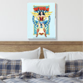 W84 | Retro Comic Wonder Woman Character Badge Canvas Afdruk (Insitu (Slaapkamer))