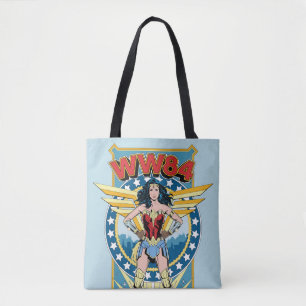W84   Retro Comic Wonder Woman Character Badge Draagtas