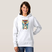 W84 | Retro Comic Wonder Woman Character Badge Hoodie (Voorkant volledig)