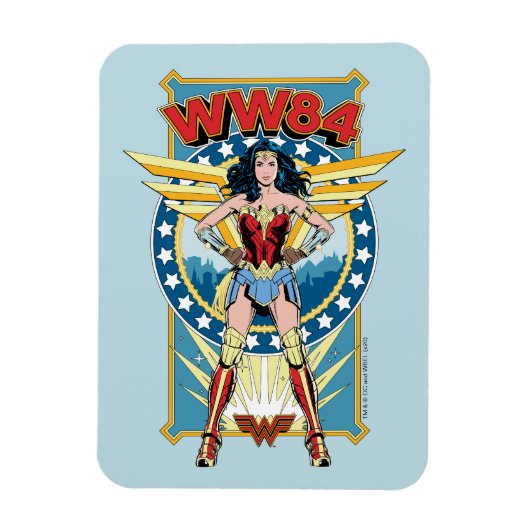 W84 | Retro Comic Wonder Woman Character Badge Magneet (Verticaal)