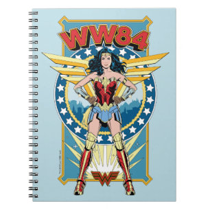 W84   Retro Comic Wonder Woman Character Badge Notitieboek