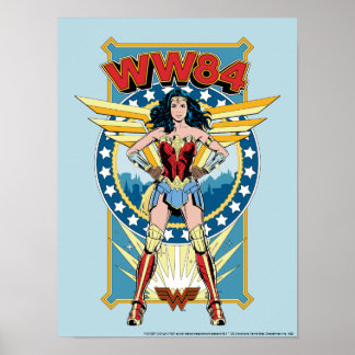 W84 | Retro Comic Wonder Woman Character Badge Poster