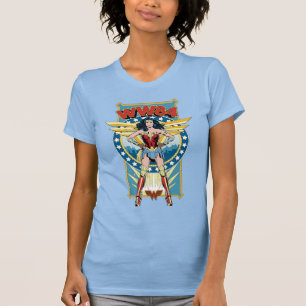 W84 Retro Comic Wonder Woman Character Badge T-shirt