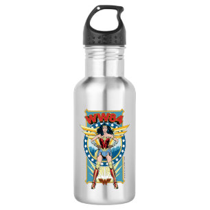 W84 Retro Comic Wonder Woman Character Badge Waterfles