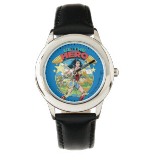 W84   Themyscira Wonder Woman Retro Comic Art Horloge
