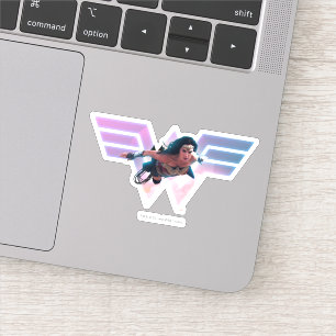 W84   Wonder Woman Flying Lo Fi Pastel Graphic Sticker