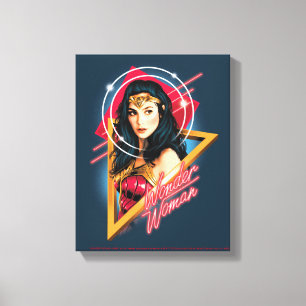 W84 Wonder Woman Retrowave Character Badge Canvas Afdruk