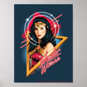 W84 Wonder Woman Retrowave Character Badge Poster