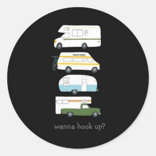 W Aansluiting Grappige Camper Vanlife Rv Trailer Ronde Sticker