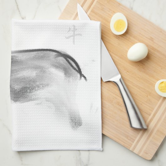 W Buffalo Chinese Ox Year Zodiac Kies kleur KT2 Theedoek (Quarter Fold)