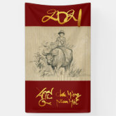 W BuffelKind Chinees Ox jaar 2021 Verticaal B Spandoek (Verticaal)