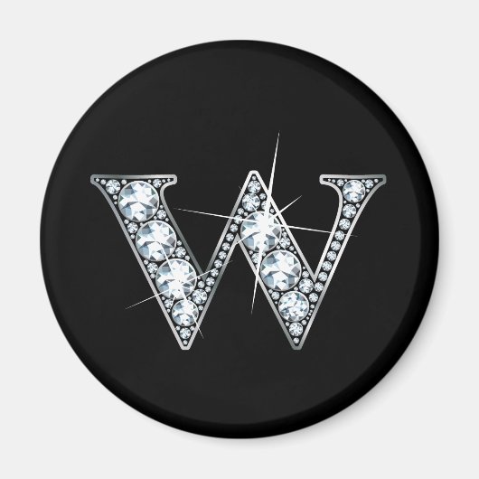 "W" Diamond Bling Magnet Magneet (Voorkant)