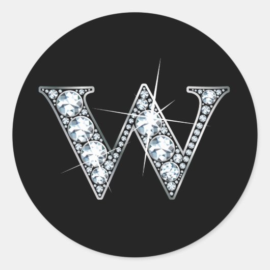 "W" Diamond Bling Sticker (Voorkant)