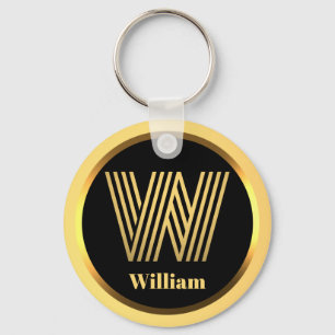 W Gold Monogrammed Letter Persoonlijke Sleutelhang Sleutelhanger