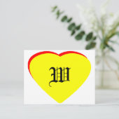 "W" Hart Geel Rood Bruiloftsuitnodiging Het MUSEUM Uitnodiging Briefkaart (Staand voorkant)