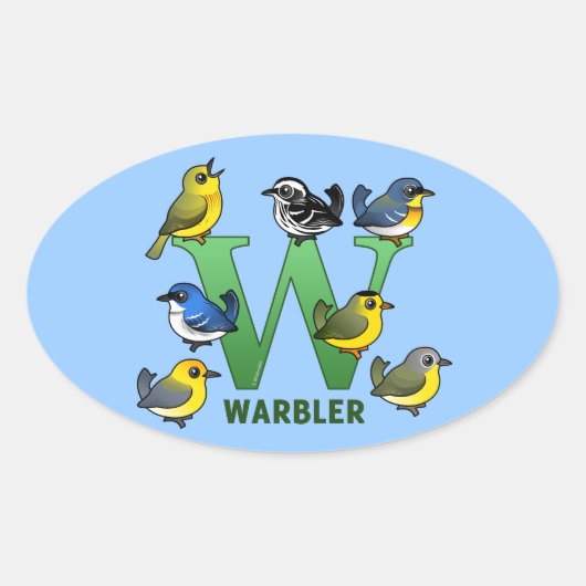 W is voor Warbler Ovale Sticker (Voorkant)