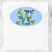 W is voor Warbler Ovale Sticker (Tas)