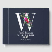 W Letter Initiaal Monogram Bloemen Naam Bruiloft Gastenboek (Voorkant)