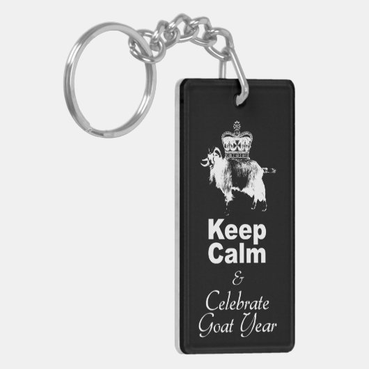 W Levende kalm gehakte geit Monogram 2-zijdige KC Sleutelhanger (Voorkant Links)