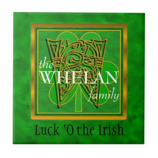 W "Luck of the Irish" Family Custom Monogram Tile Tegeltje (Voorkant)