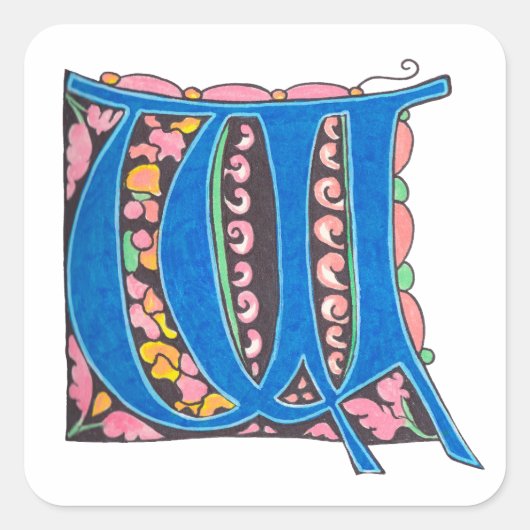 W - MINIATURE VIERKANTE STICKER (Voorkant)