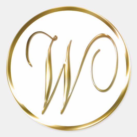 W monogram Faux Gold Envelope of Favor Seal Ronde Sticker (Voorkant)